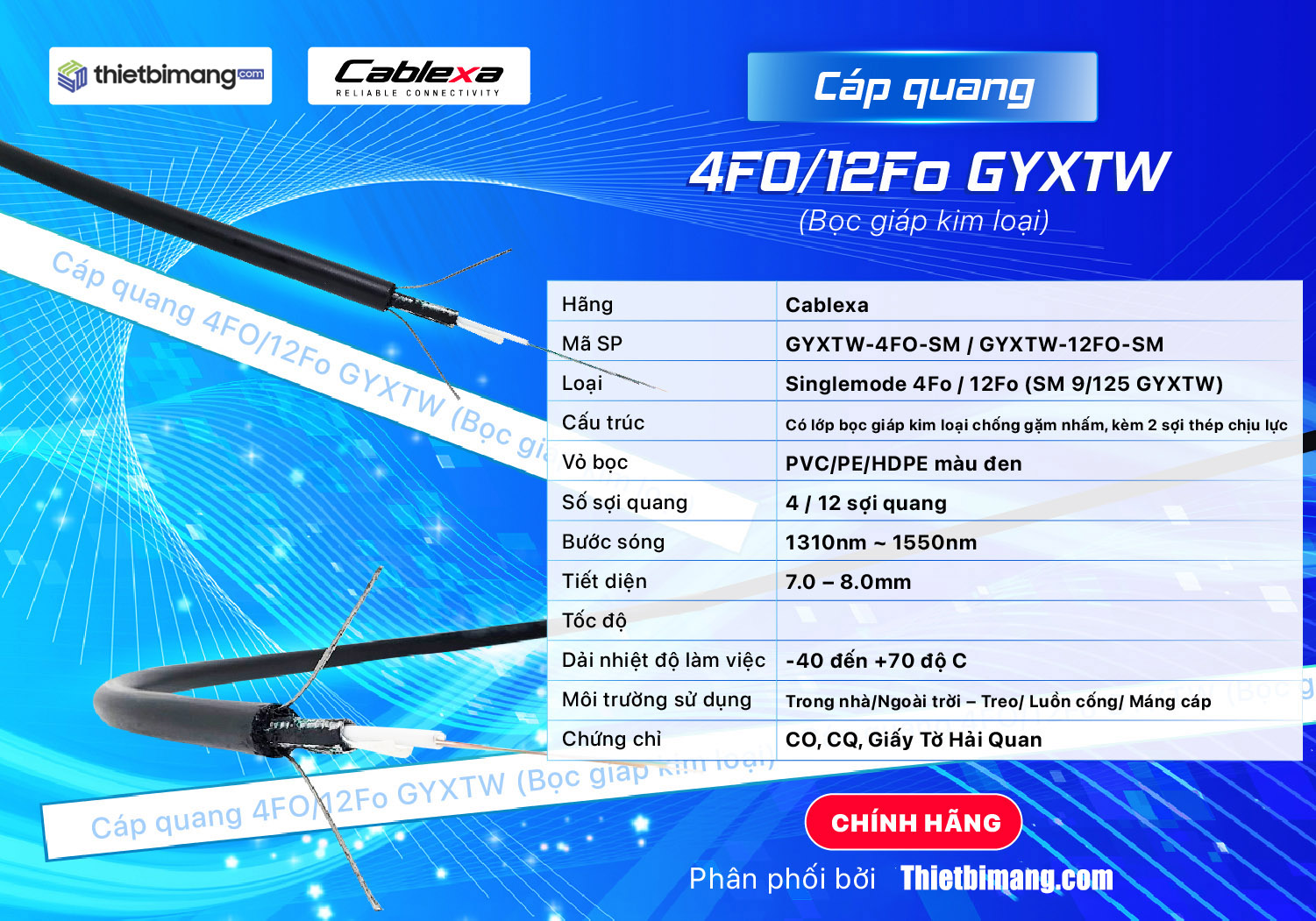 Cáp quang 4FO/12Fo GYXTW