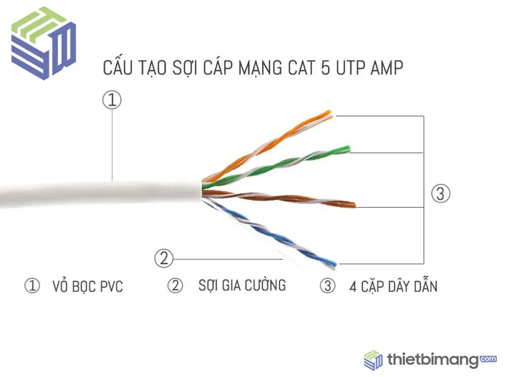 Cấu tạo của dây cáp mạng Cat5 AMP
