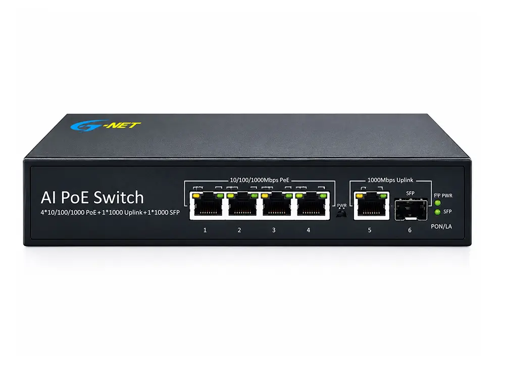 Switch mạng PoE 4 Port 10/100/1000, 1 Port RJ45, 1 SFP G-NET