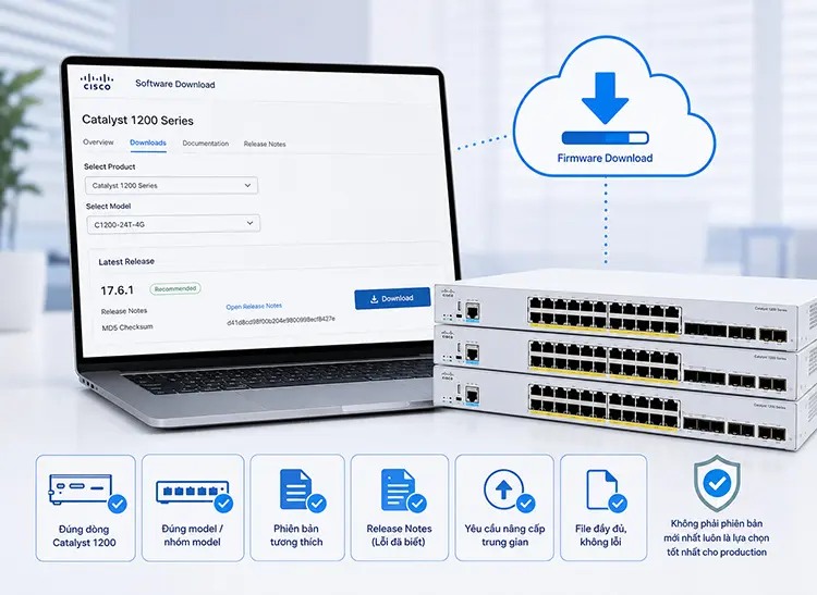 Tải đúng phiên bản Firmware cho Cisco C1200 cấu hình