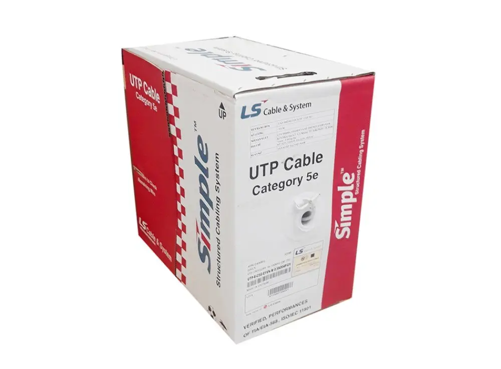 Thùng cáp mạng Cat5e LS với chữ in thông số dọc thân cáp