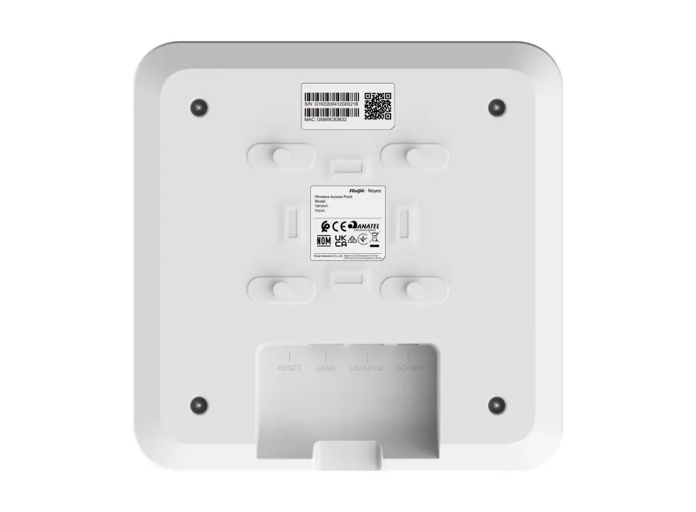Mặt lưng access point dòng RG-RAP2200, ảnh hãng dùng chung cho bản (E) và (F)