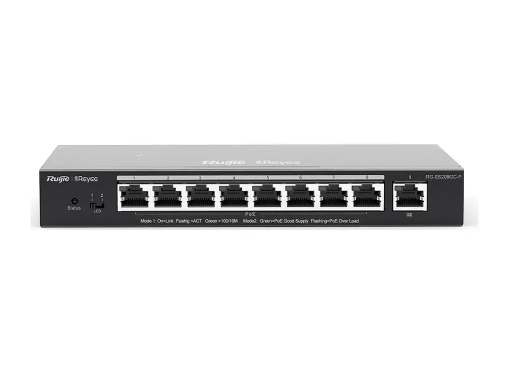 Switch PoE quản lý trên Cloud Ruijie RG-ES209GC-P 9 cổng Gigabit, 8 cổng PoE+