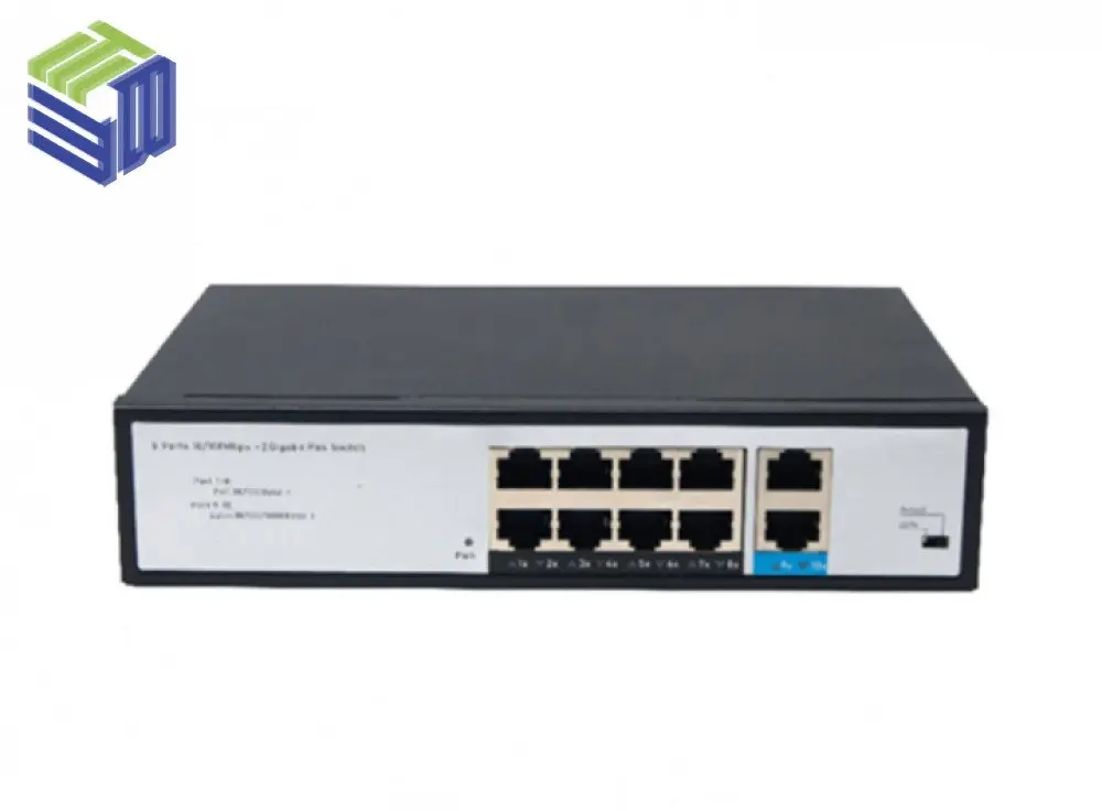 Switch PoE 8 cổng 10/100 KCO FMC-8PFE2FE ngân sách PoE 120 W cho 8 camera cửa hàng