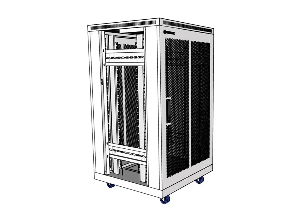 Tủ rack 20U D600 dùng khay cố định 4 điểm cho đầu ghi và khay trượt cho màn hình