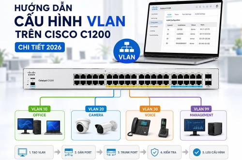 Hướng dẫn cấu hình VLAN trên Cisco C1200 chi tiết 2026