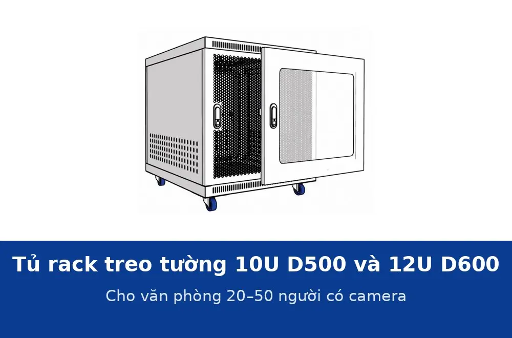 Tủ rack treo tường 10U D500 và 12U D600: cỡ đúng cho văn phòng 20–50 người có camera