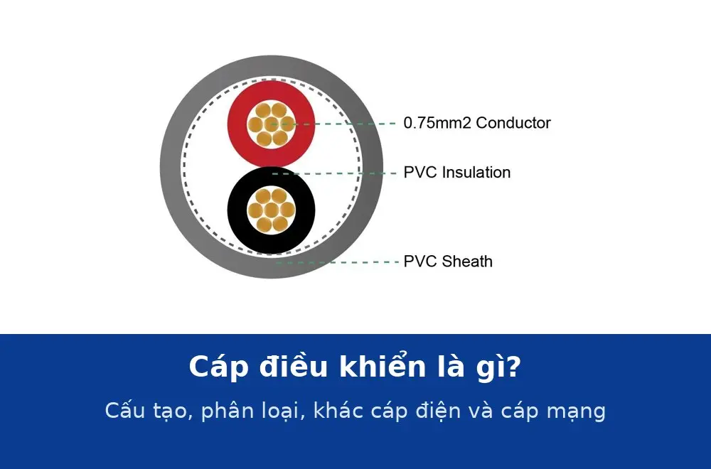 Cáp điều khiển là gì? Cấu tạo, phân loại và khác cáp điện, cáp mạng ở đâu