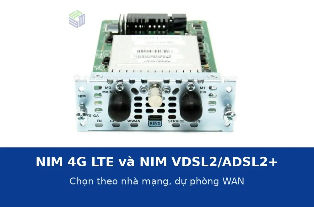 NIM 4G LTE và NIM VDSL2/ADSL2+ cho chi nhánh: chọn theo nhà mạng và đường truyền dự phòng