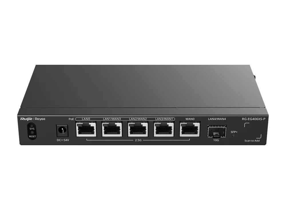 Router PoE Ruijie RG-EG406XS-P 2,5G với cổng 10G, ảnh hãng