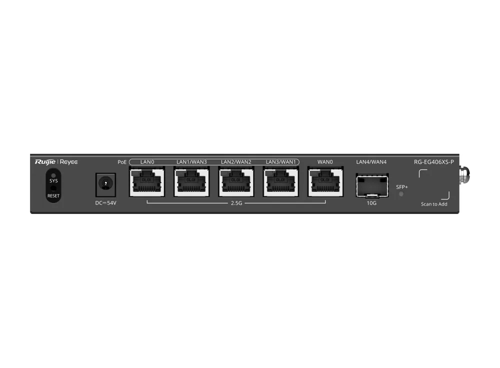 Mặt trước RG-EG406XS-P nhìn thẳng, ảnh hãng Ruijie