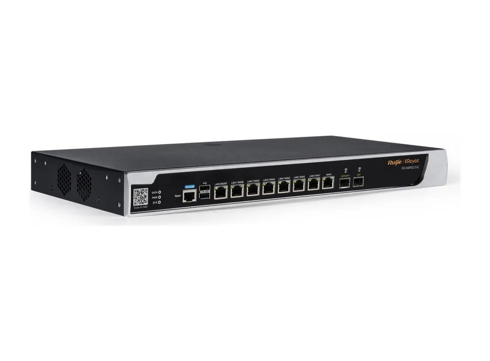 RG-NBR6215-E dạng rack 1U 19 inch nhìn nghiêng, ảnh hãng