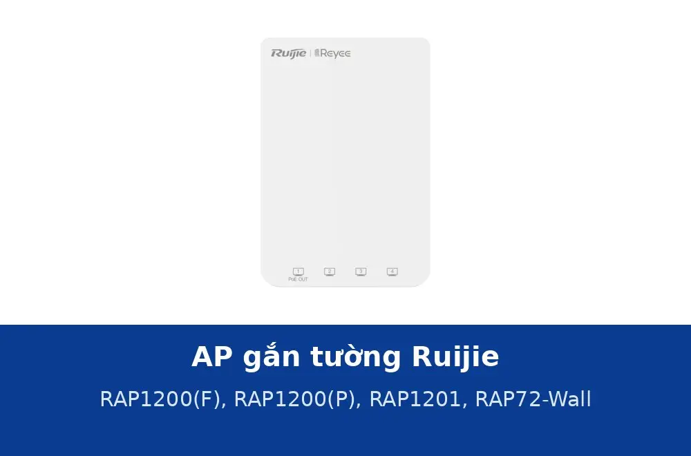 Access point gắn tường Ruijie cho khách sạn, văn phòng: RAP1200(F), RAP1200(P), RAP1201 và RAP72-Wall